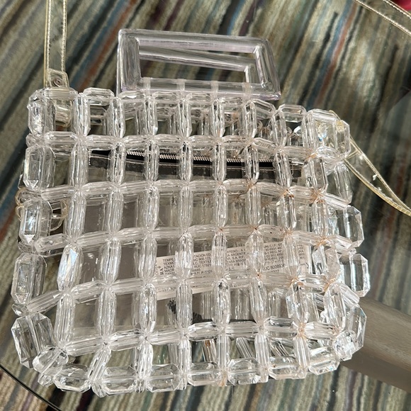 ZARA evening crystal bead bag clutch transparent handbag - Picture 4 of 8